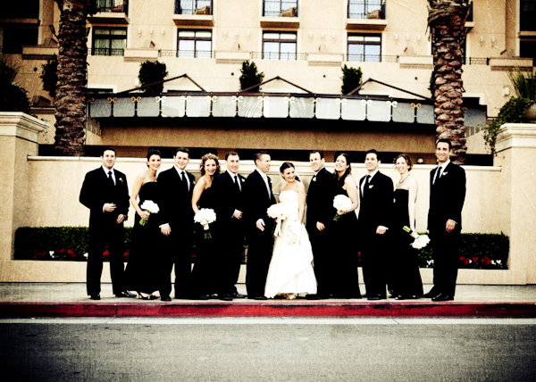 photo by Los Angeles based wedding photographer Jay Lawrence Goldman - wedding party in black - group portrait